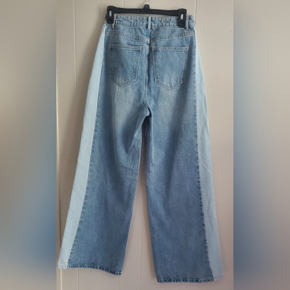 Papermoon new 2 tone wide leg high waist denim‎ jeans size medium - Picture 4 of 13
